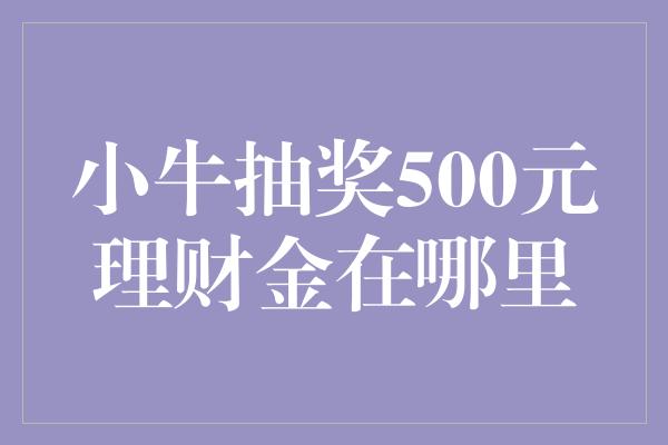 小牛抽奖500元理财金在哪里