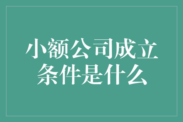 小额公司成立条件是什么