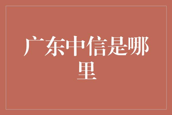 广东中信是哪里