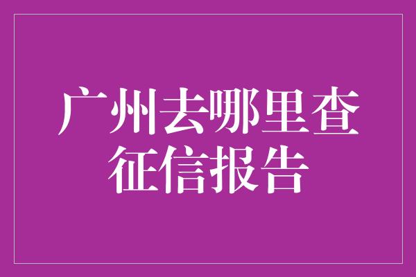 广州去哪里查征信报告