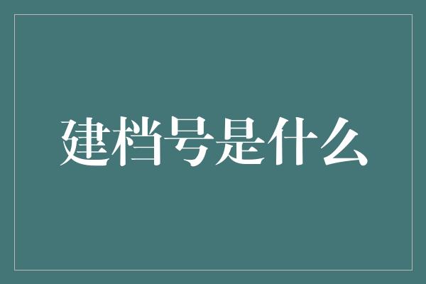 建档号是什么