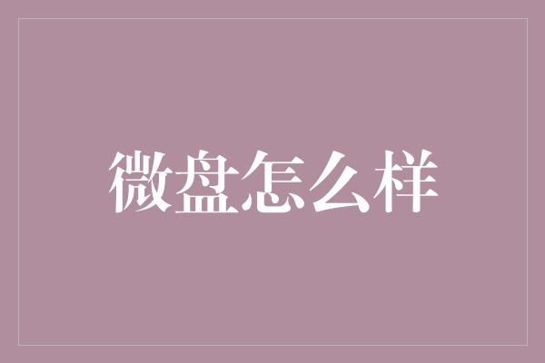 微盘怎么样