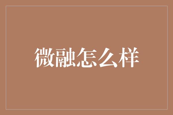 微融怎么样