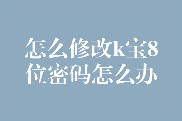 怎么修改k宝8位密码怎么办