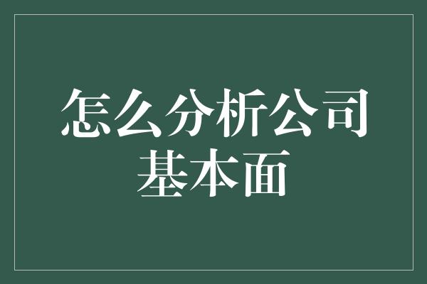 怎么分析公司基本面