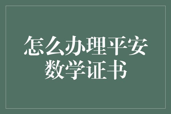 怎么办理平安数学证书