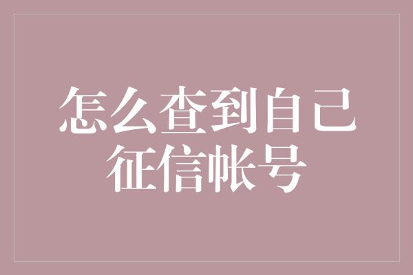 怎么查到自己征信帐号