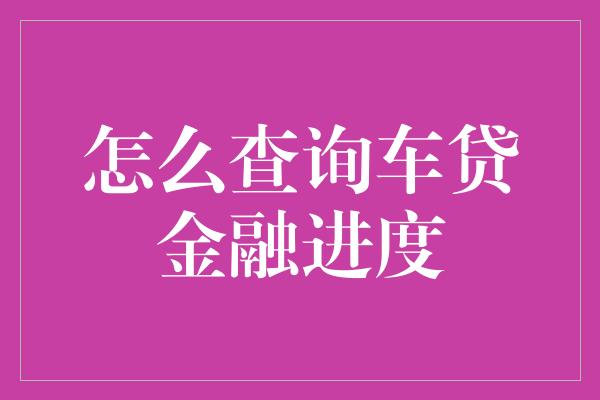 怎么查询车贷金融进度