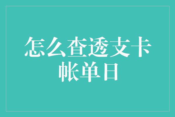 怎么查透支卡帐单日