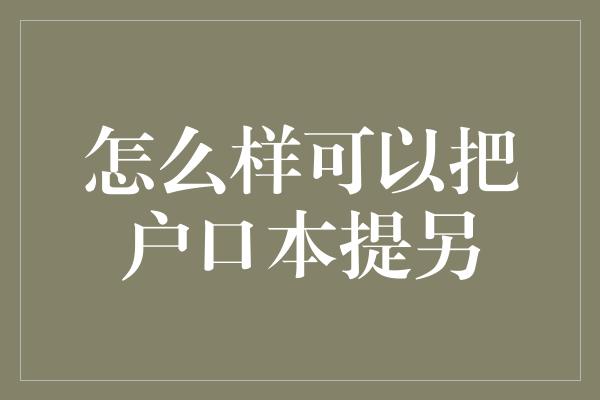 怎么样可以把户口本提另