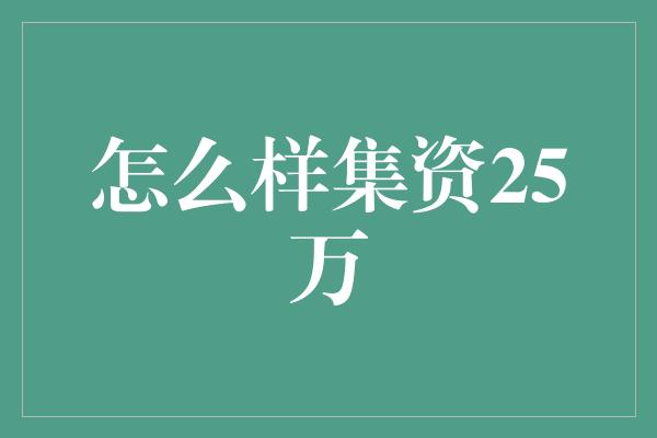 怎么样集资25万