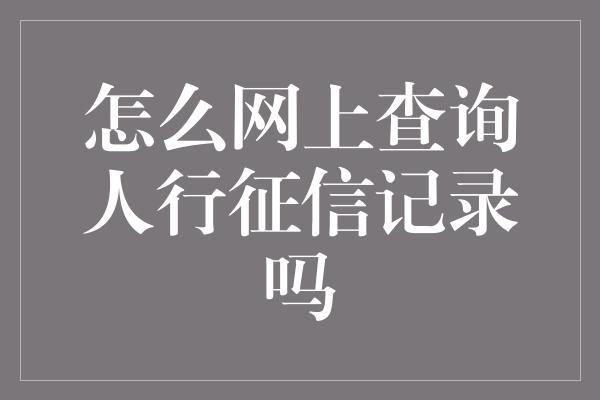 怎么网上查询人行征信记录吗