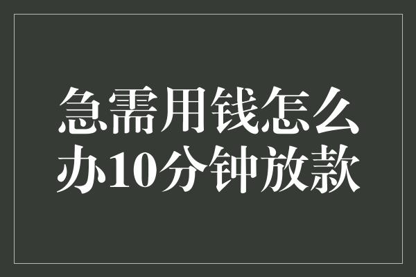 急需用钱怎么办10分钟放款