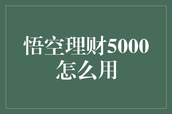 悟空理财5000怎么用