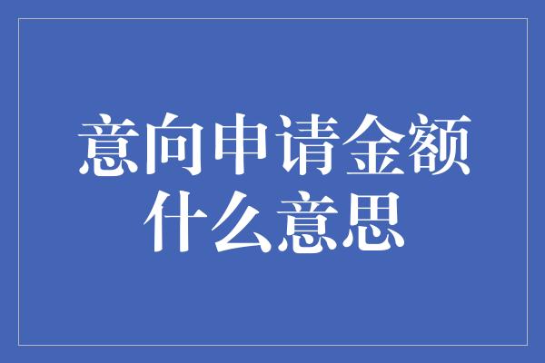 意向申请金额什么意思