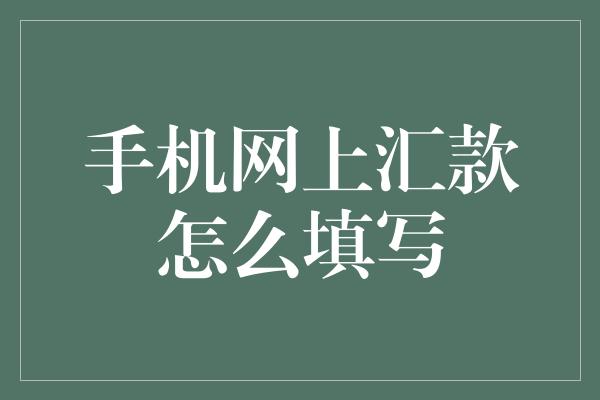 手机网上汇款怎么填写