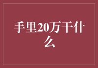 手里20万能干嘛？买啥好呢？