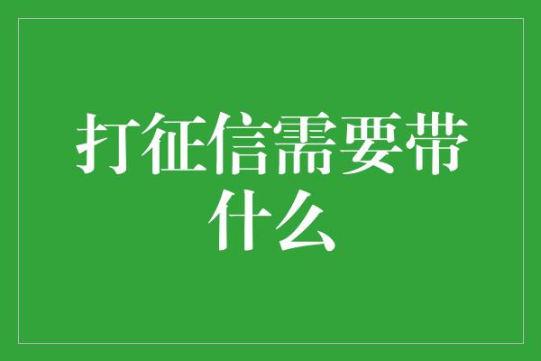 打征信需要带什么