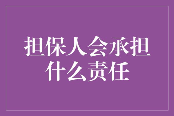 担保人会承担什么责任