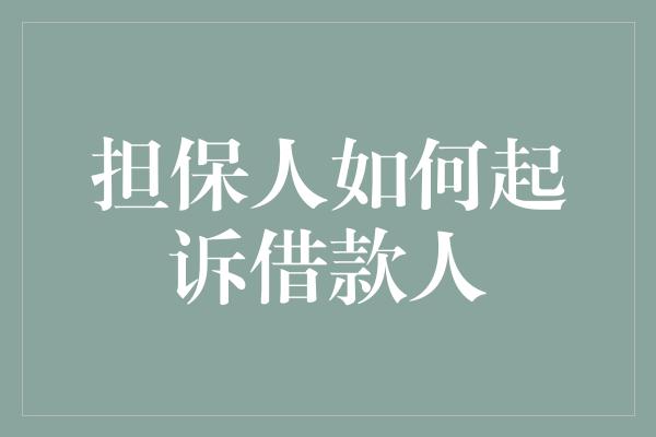 担保人如何起诉借款人