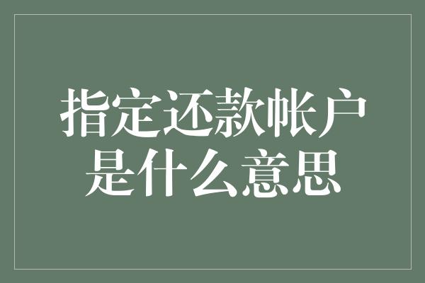 指定还款帐户是什么意思