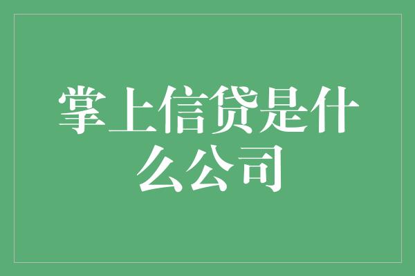 掌上信贷是什么公司