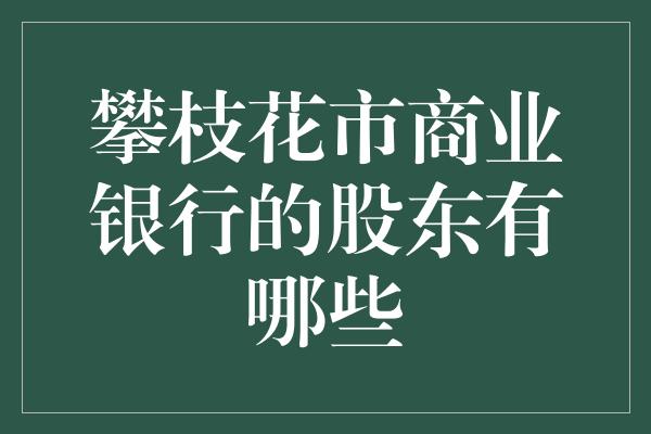 攀枝花市商业银行的股东有哪些