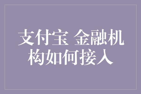 支付宝 金融机构如何接入