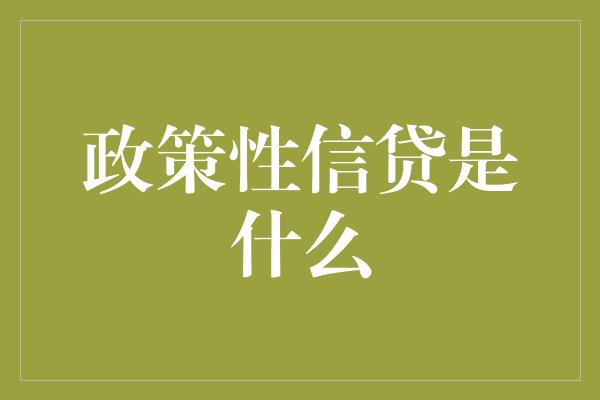 政策性信贷是什么