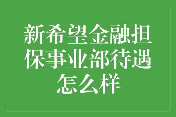 新希望金融担保事业部待遇怎么样