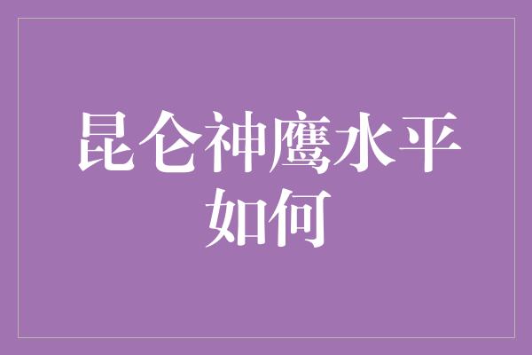 昆仑神鹰水平如何