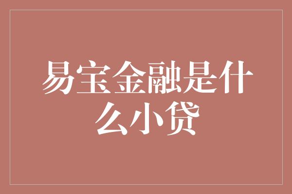 易宝金融是什么小贷