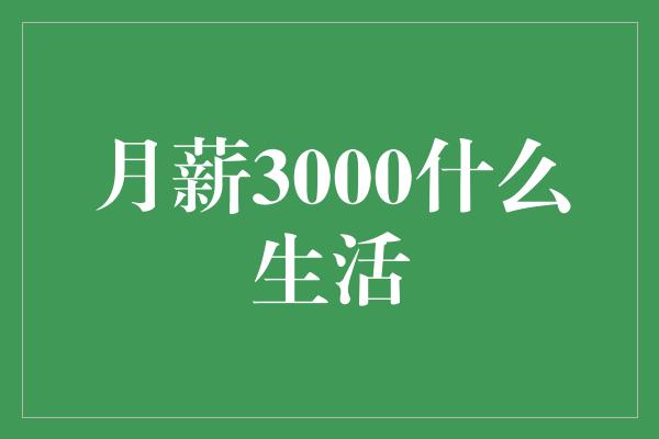 月薪3000什么生活