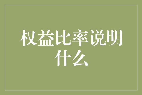 权益比率说明什么