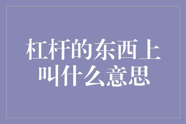 杠杆的东西上叫什么意思