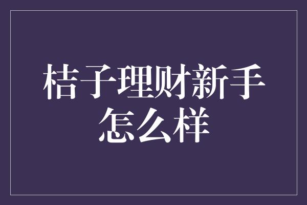 桔子理财新手怎么样