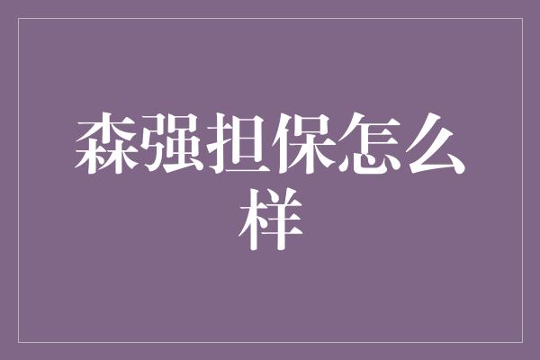 森强担保怎么样