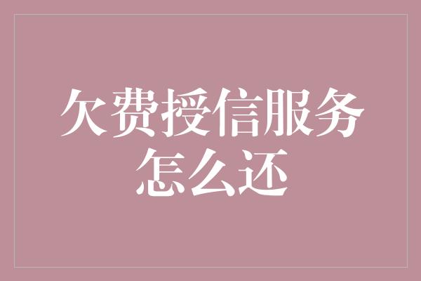 欠费授信服务怎么还