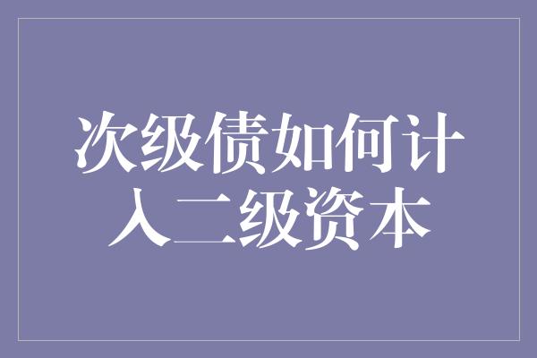 次级债如何计入二级资本