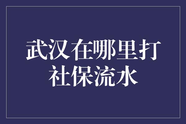 武汉在哪里打社保流水