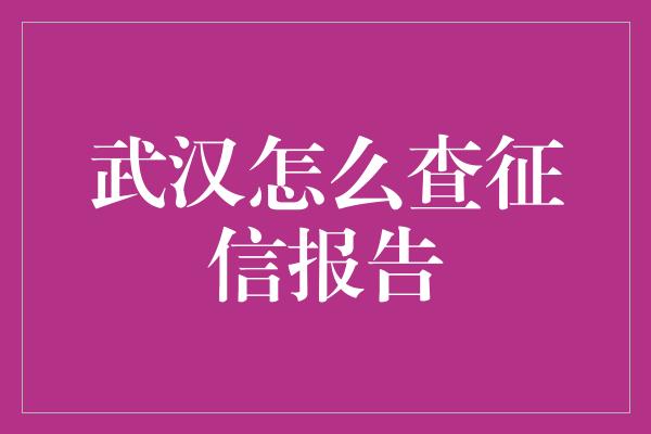 武汉怎么查征信报告