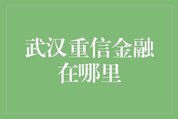 武汉重信金融在哪里