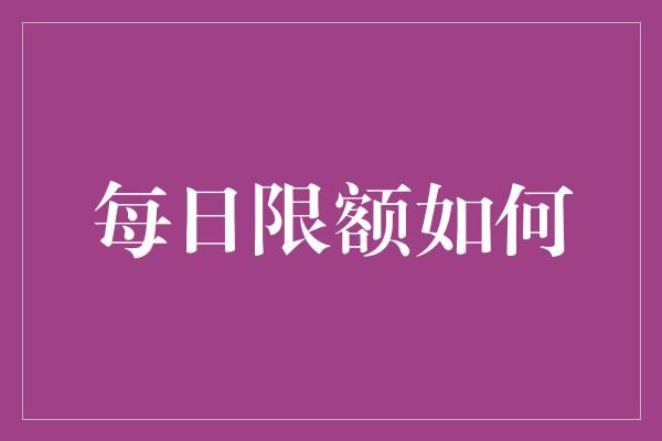 每日限额如何