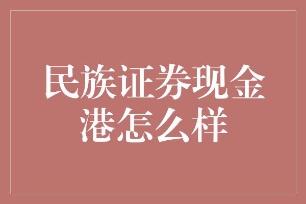 民族证券现金港怎么样