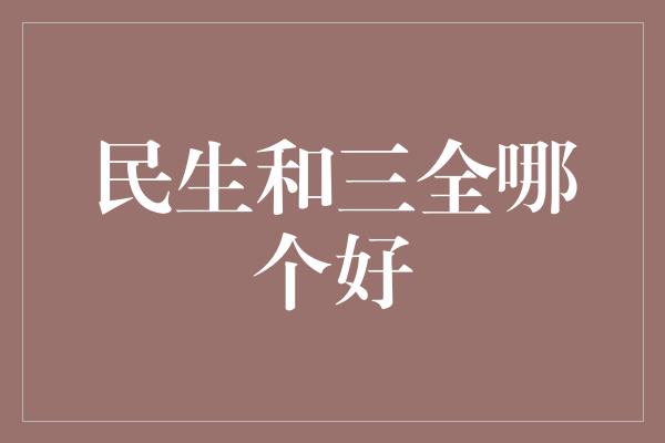 民生和三全哪个好