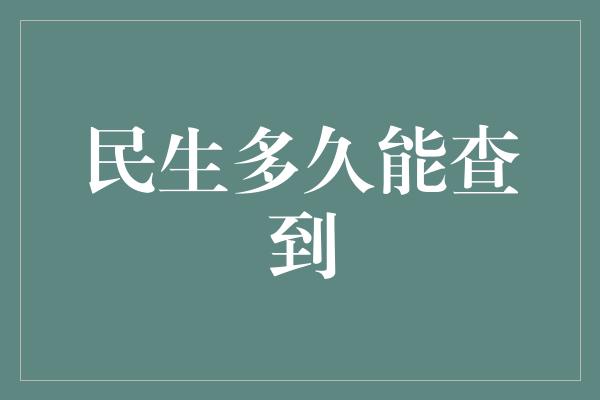 民生多久能查到