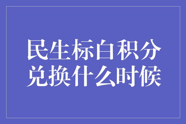 民生标白积分兑换什么时候