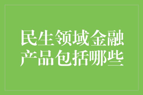 民生领域金融产品包括哪些