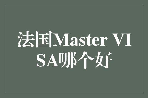 法国Master VISA哪个好