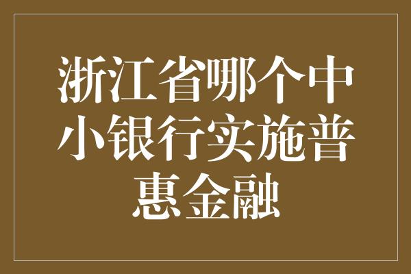 浙江省哪个中小银行实施普惠金融